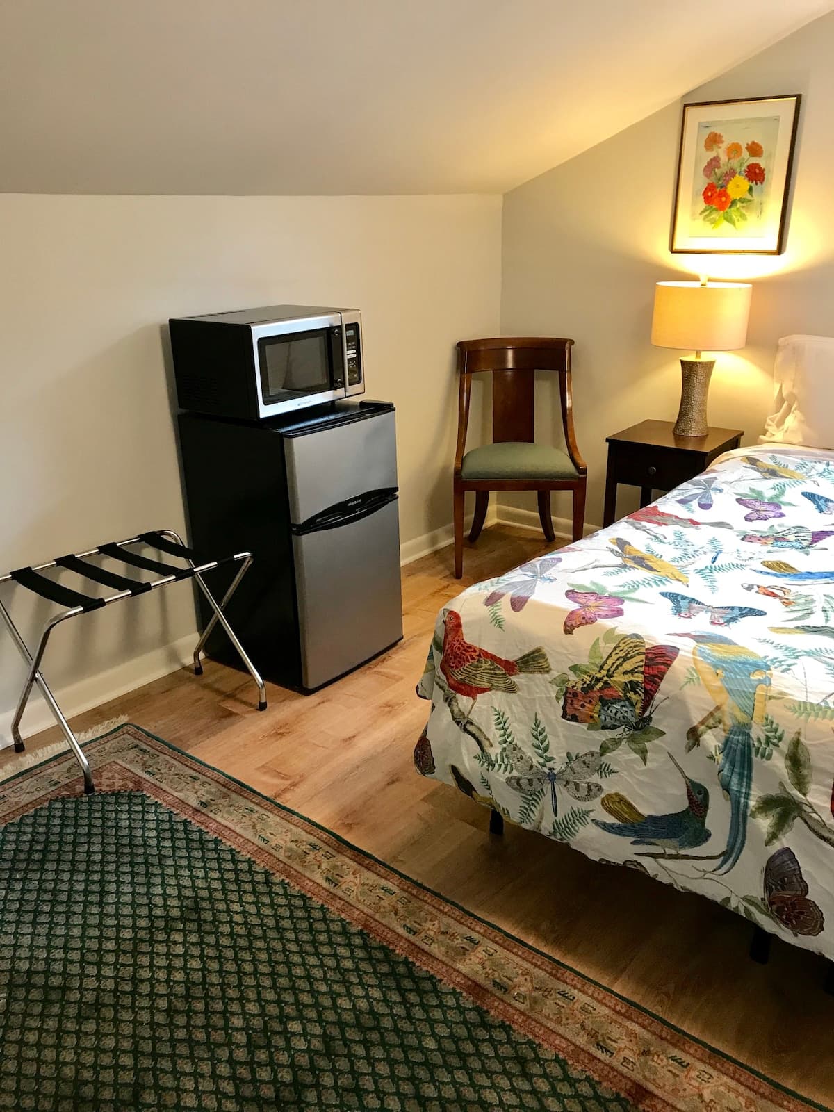 Mini fridge with microwave to keep your beverages cold and heat up leftovers